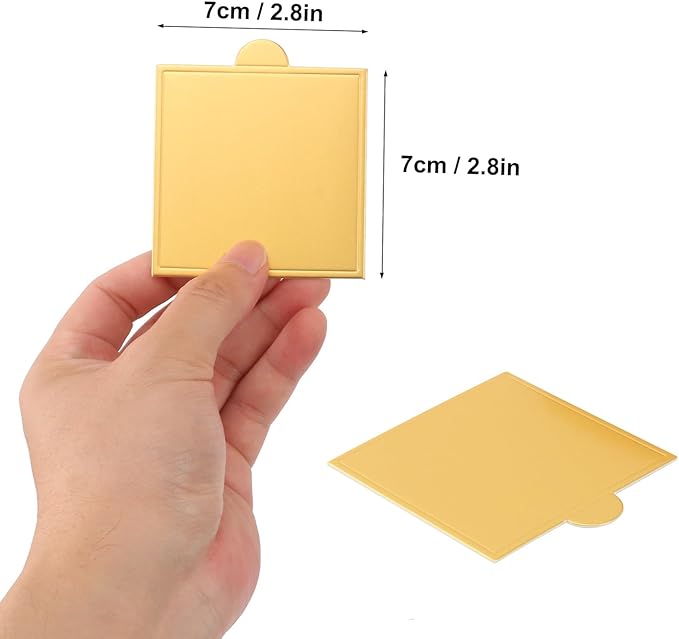 600 PCS 2.8 inch Mini Square Cake Boards, Premium Golden Mousse Cake Boards, Versatile Cupcake Bases & Dessert Displays, Perfect for Parties and Special Occasions