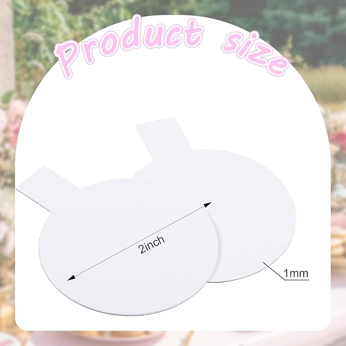 200 Pcs 2 Inch Round Cake Board with Tab Mini Pastry Reversible Waxed Cake Board for Dessert Display Trays Pastry Plates(White)