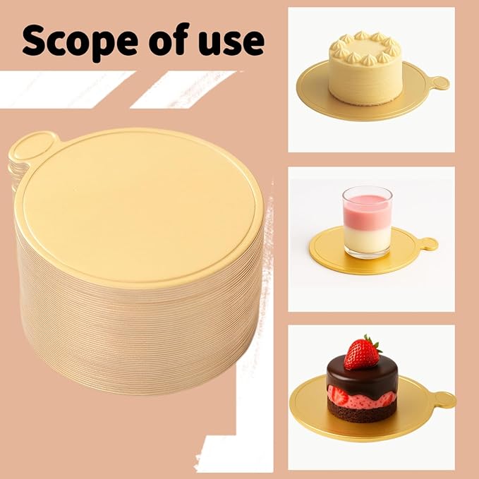 100 Pcs 3.1 Inch Mini Cake Boards Mousse Cupcake Base Paper Plates Circle Dessert