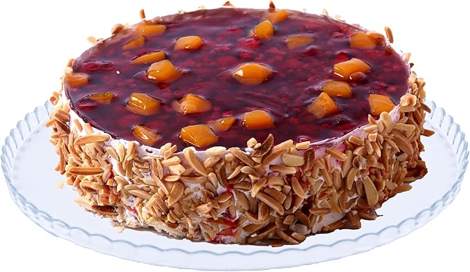 Extra Large Glass Cake Platter, Multifunctional Cake Stand, Cake Plate, Serving Plate for Birthday Cakes, Cup Cakes, Fruits, Cookies or Snacks (Round Lotus 12.6 inches/ 32cm)