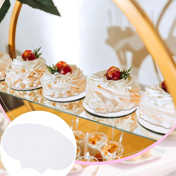 200 Pcs 2 Inch Round Cake Board with Tab Mini Pastry Reversible Waxed Cake Board for Dessert Display Trays Pastry Plates(White)
