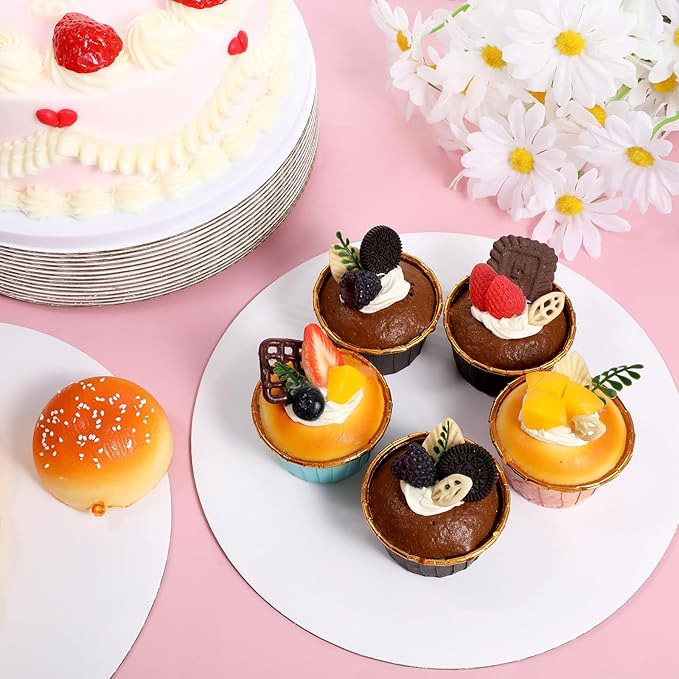 50 Packs 10 Inch Pastry Board, Round Cake Board, Waterproof and Oil-proof Cake Plate, White Circle Cake Base Boards, Mini Cake Boards for Baking Cake, Dessert and Crafts Display