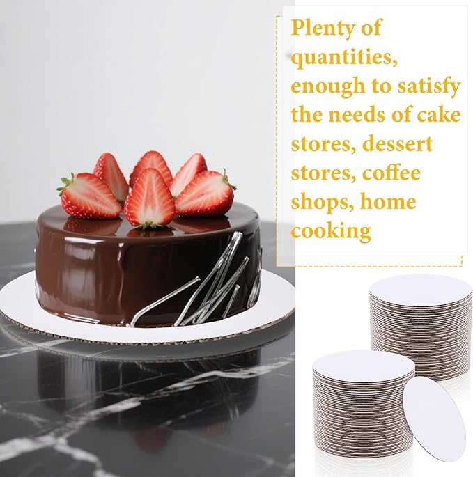50 Packs 10 Inch Pastry Board, Round Cake Board, Waterproof and Oil-proof Cake Plate, White Circle Cake Base Boards, Mini Cake Boards for Baking Cake, Dessert and Crafts Display