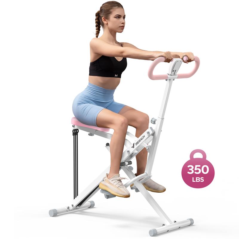 Squat Machine Glutes Workout Adjustable Resistance Foldable Exercise Equipment Leg Exercise Machine with 350lbs Weight Capacity, Rowing Machine
