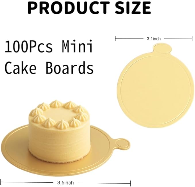 100 Pcs 3.1 Inch Mini Cake Boards Mousse Cupcake Base Paper Plates Circle Dessert