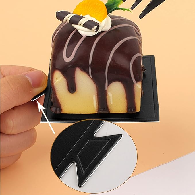 200 Pcs Mini Cake Boards, Black Mousse Mini Bases Board Plates Cupcake Dessert Display Trays Cardboard Dessert Board Pastry Base - Grease Proof (Square Cake Boards)