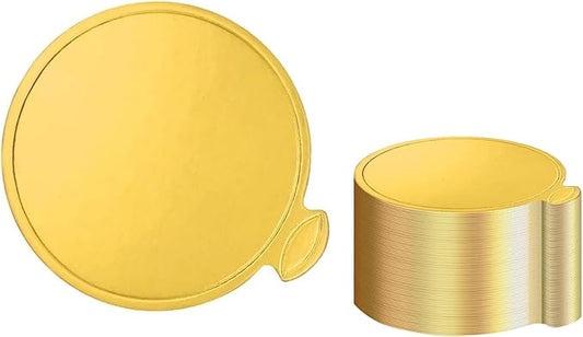 3.15 Inch Mini Round Golden Cake Boards 100pcs Mousse Cupcake Base Paper Plates Circle Dessert Board (Gold 3inch 100pcs)