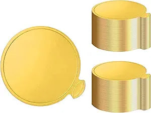 50 Pcs 3.14 Inch Mini Round Golden Cake and Bread Stand for Mousse Cupcake Base Paper Plates Circle Dessert Base Board (Gold)