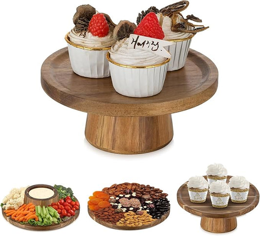 Wood Cake Stand Cupcake Stand: Small Round Cake Display Holder 7.6 Inch Pastry Stands Muffin Snack Platter for Kitchen Wedding Reception Bakery Baby Shower Graduation Dessert Table- 6 Inch Cake