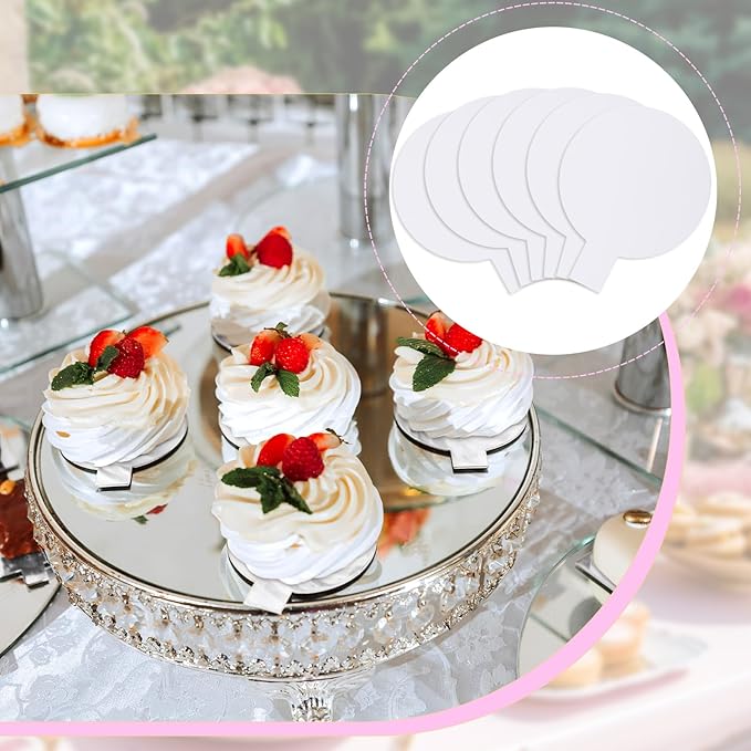 200 Pcs 2 Inch Round Cake Board with Tab Mini Pastry Reversible Waxed Cake Board for Dessert Display Trays Pastry Plates(White)