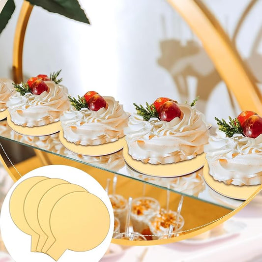 200 Pcs 2 Inch Round Cake Board with Tab Mini Pastry Reversible Waxed Cake Board for Dessert Display Trays Pastry Plates(Gold)