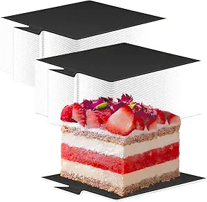 200 Pcs Mini Cake Boards, Black Mousse Mini Bases Board Plates Cupcake Dessert Display Trays Cardboard Dessert Board Pastry Base - Grease Proof (Square Cake Boards)