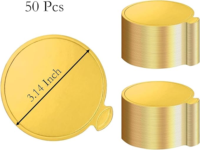 50 Pcs 3.14 Inch Mini Round Golden Cake and Bread Stand for Mousse Cupcake Base Paper Plates Circle Dessert Base Board (Gold)