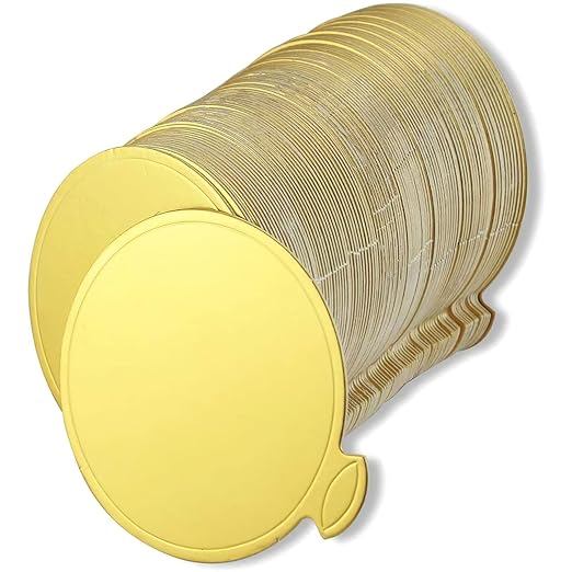 Mini Round Golden Cardboard Cake Base, Mousse Cake Boards 100PCS Paper Plates Circle Dessert Board Base Grease