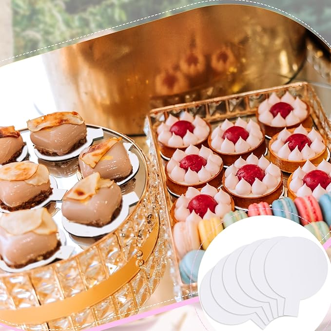 200 Pcs 2 Inch Round Cake Board with Tab Mini Pastry Reversible Waxed Cake Board for Dessert Display Trays Pastry Plates(White)